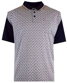 Spionage Poloshirt mit kontrastierendem geometrischem Print, Marineblau